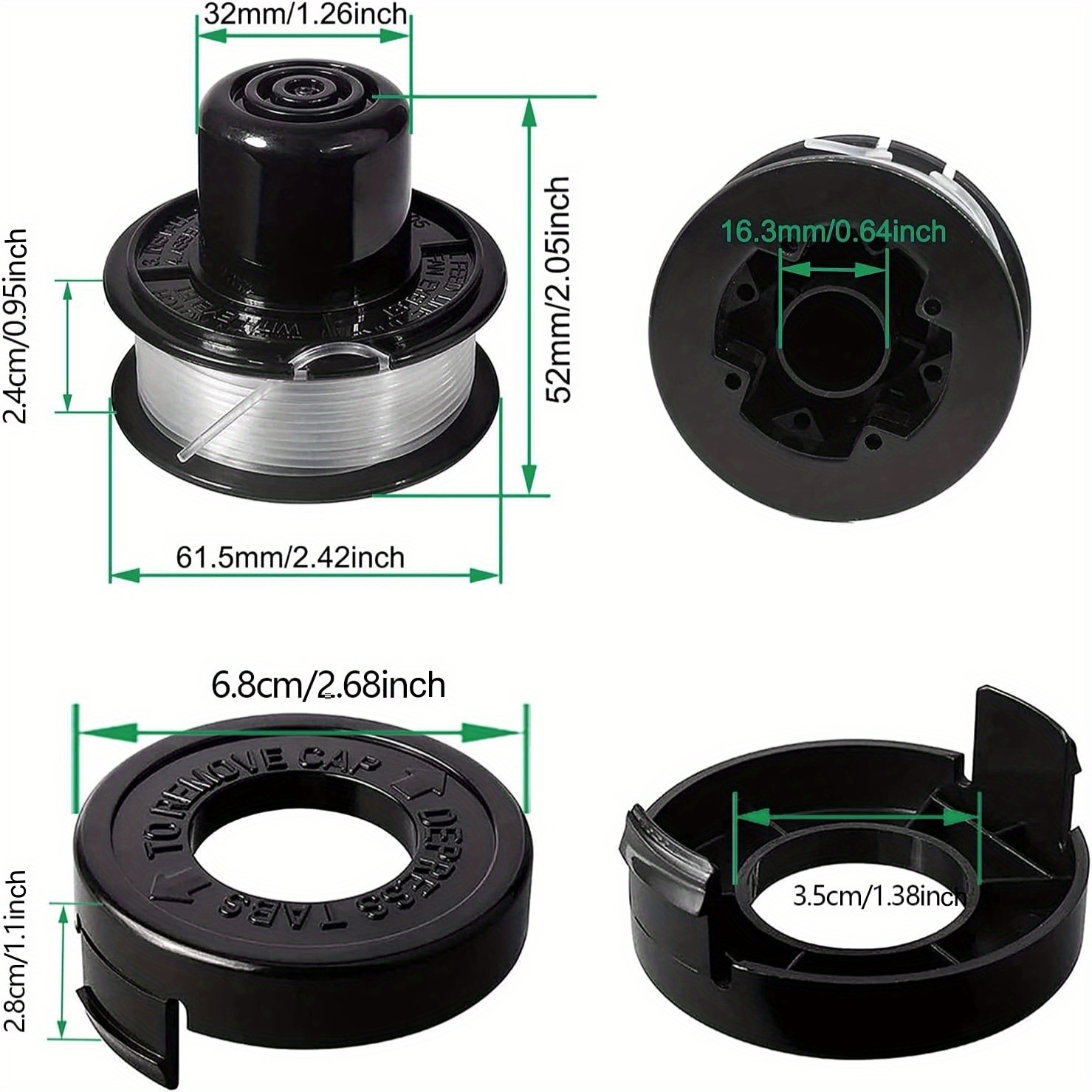 Trimmer Spools for Black and Decker RS-136 Weed Eater GE600 CST800 ST1000  ST4000 ST4500 ST6800 RS-136 with 20ft 0.065 String Trimmer Refills Parts