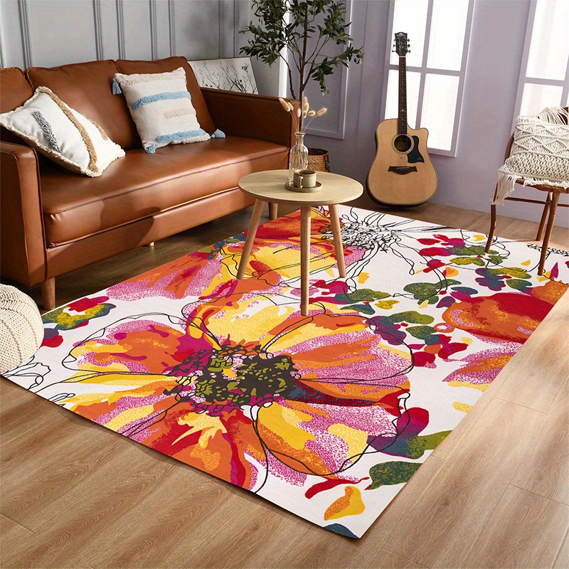 Boho Floral Kitchen Rug Mats For Floor Colorful Flowers Anti - Temu