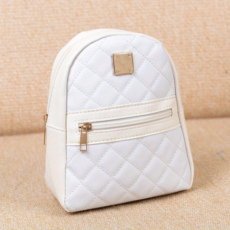 Mini Geo Pattern Zipper Backpack, Women's Fashion Faux Leather Small  Backpack For Work & School (8.66*7.08*2.55) Inch - Temu