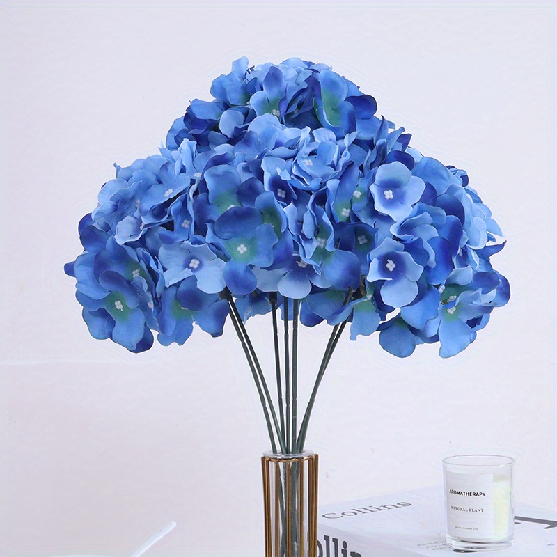 Hortensias artificiales azules, tallos altos de hortensias artificiales de  24.8 pulgadas, hortensias artificiales de seda, hortensias falsas