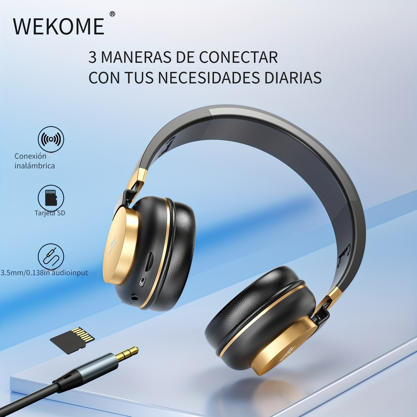 WEKOME Auriculares Inal mbricos Con Soporte Para Tarjeta SD Ajustables Izquierda Y Derecha Plegables Y Compactos Para F cil Portabilidad Regalo Id