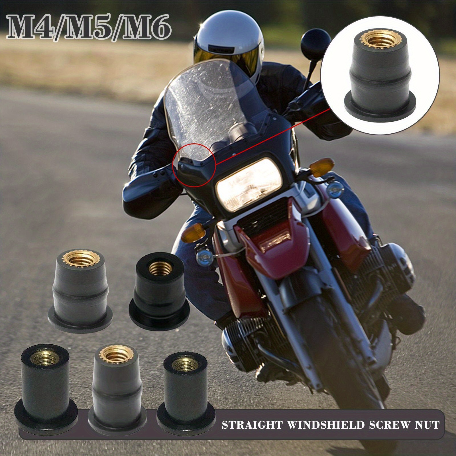 Kaufe Pdtoweb 10x Motorrad M5 5mm Metrisches  Gummi-Windschutzscheiben-Verkleidungsmutter Wellnut