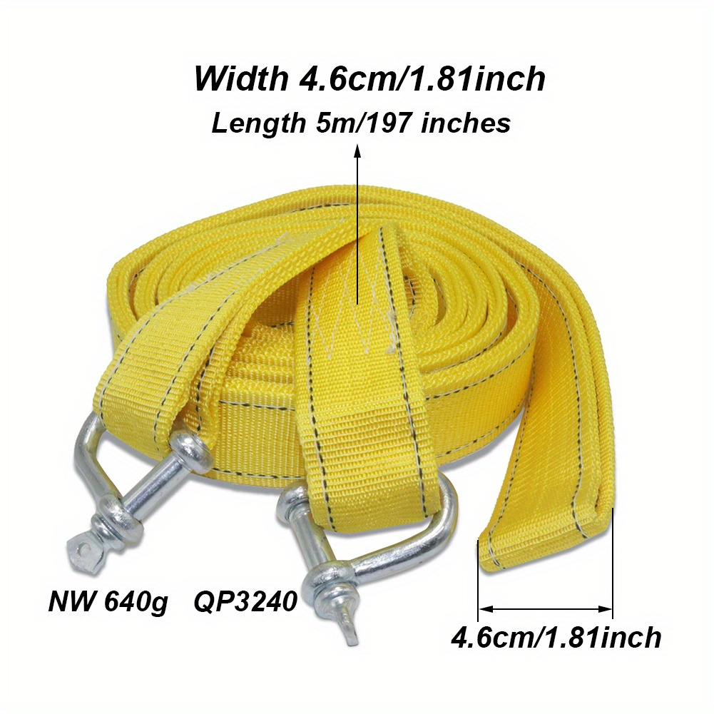 Heavy-Duty 8Tons Car Towing Rope Strap Cable w/ U Hooks & Reflective Light  - Perfect for Car, Truck, Trailer & SUV!