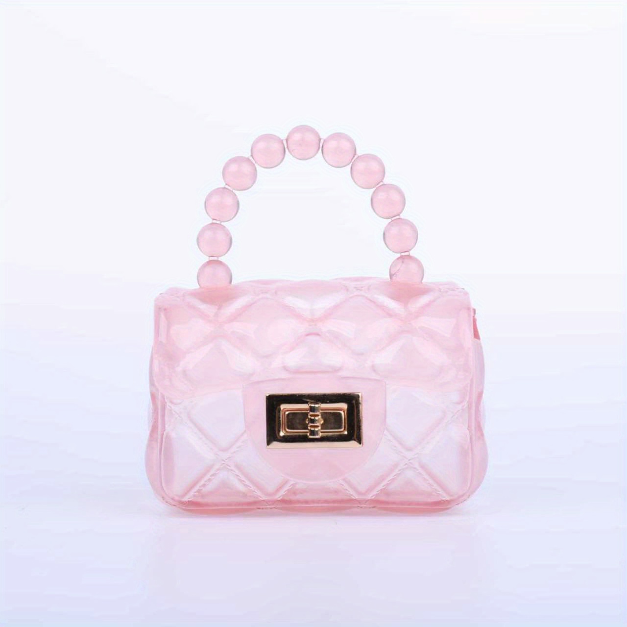 Pink Transparent Top Handle Tote Bag