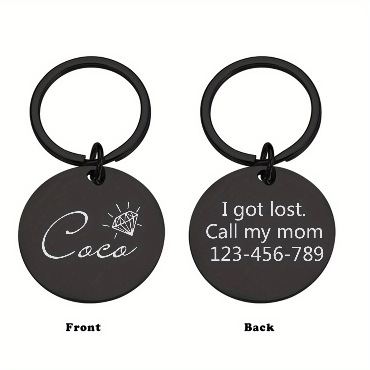 TEMU Personalized Dog Tag, Engraved Dog Tag For Dogs, Pet Id Tags, Custom Dog Tag, Round Shape Dog Id Tag, Dog Collar Tag, Pet Gifts