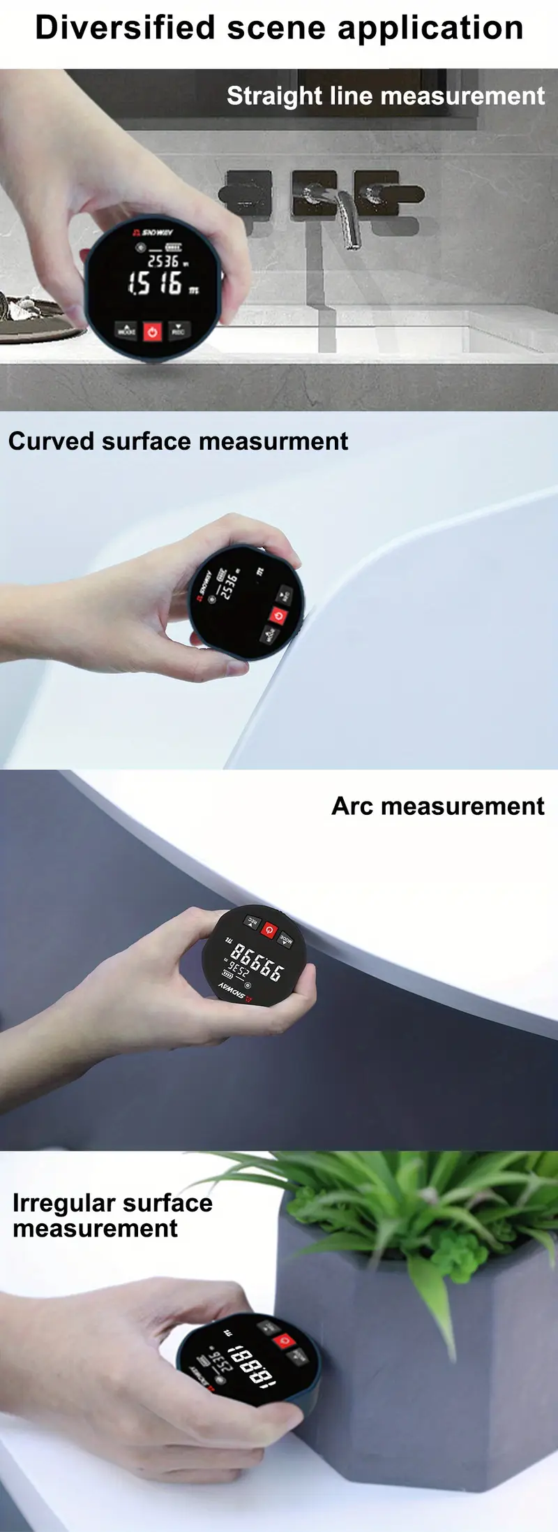 1pc electric tape measure curve surface electronic ruler smart long distance rolling measuring tool flat curved diameter odd shape digital roulette details 2