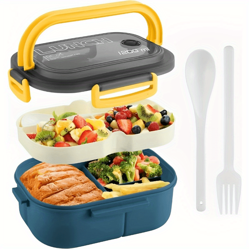 Leakproof Blue Bento Box Portable Double Layer Lunch Box - Temu