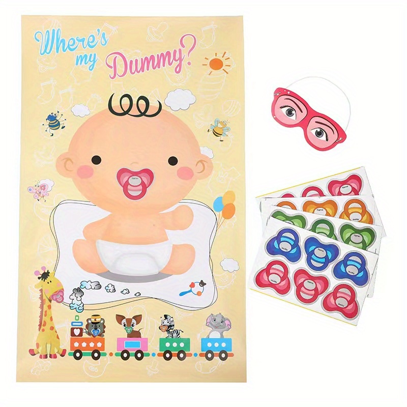 Pin the Dummy on the Baby Game • Baby Shower Party Games Boy Girl Unisex  PIN2