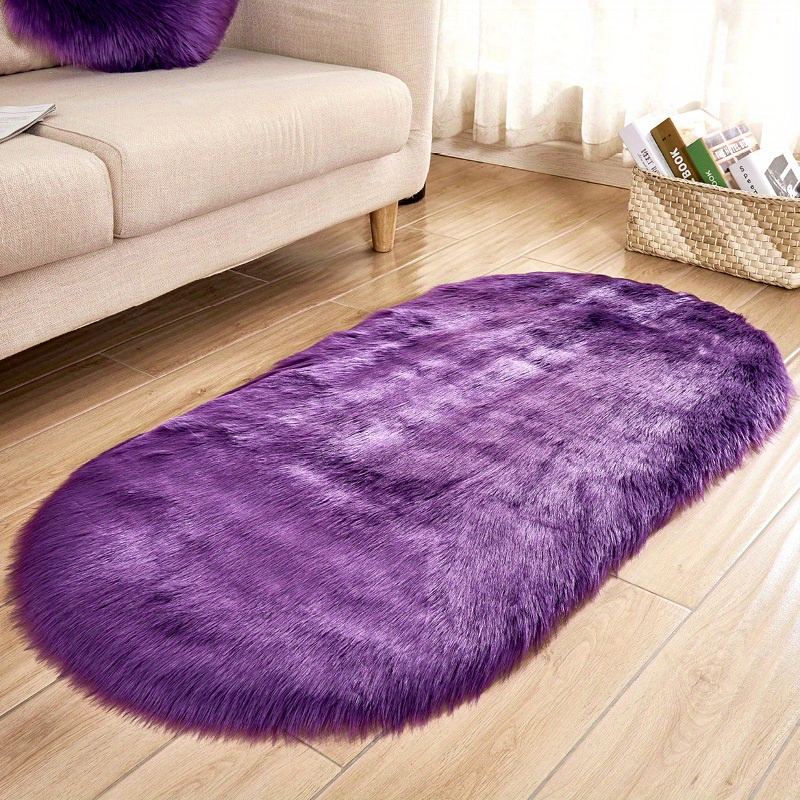 1  soft area rug plush fluffy   sheepskin oval floor mat for living room   washable bedside rugs shaggy plush carpet   rug home decor room decor details 5