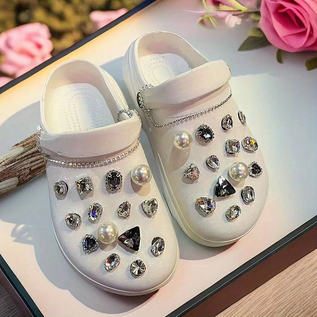  28 Pcs Bling Croc Charms Bling Shoe Charms for Women