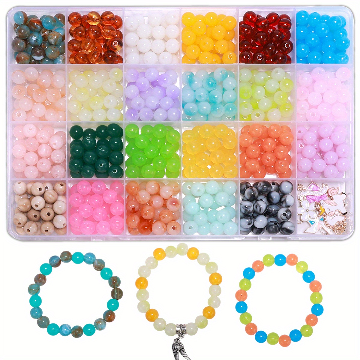 8mm DIY Acrylic Beading Kit Cute Colorful Beads Bracelet Making Kit For  Young Girls, Jewelry Chain Making Birthday Gift