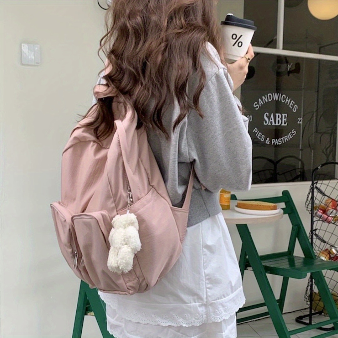 New Preppy Style Double Shoulder Bag Student Backpack, Simple And Casual  Outdoor Couple Backpack, Simple White Drawstring Bag, Fashion Plaid Pattern  Bag - Temu Cyprus