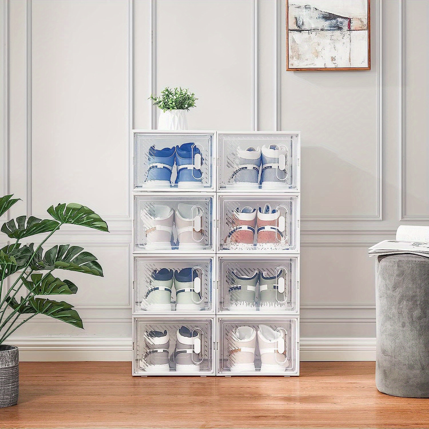 Zerodeko 6 cajas de almacenamiento de zapatos de plástico, organizador de  zapatos apilable transparente, antizapatos, contenedores para zapatos