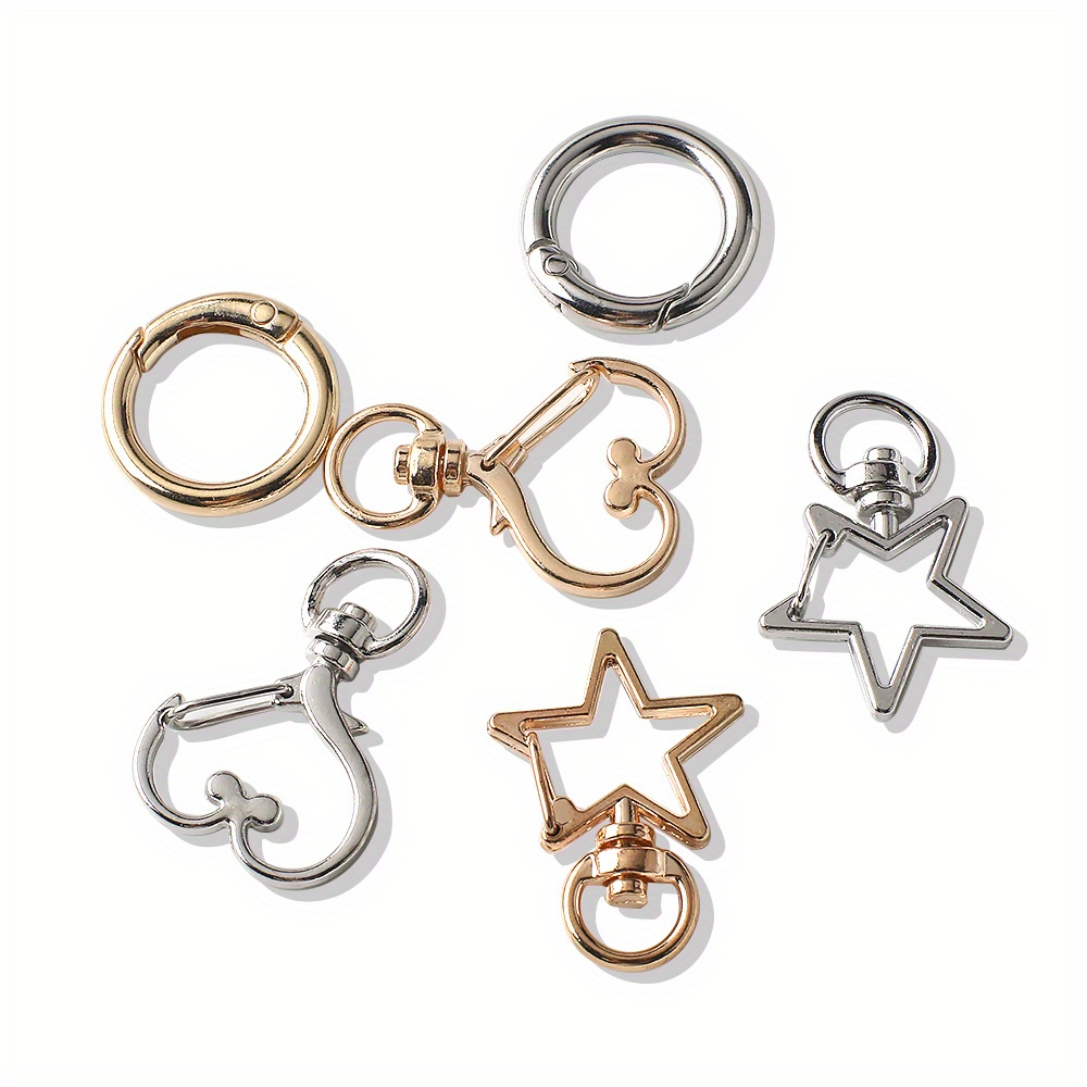 Golden Silver Star Love Heart Key Ring Link Wire Ring Door - Temu