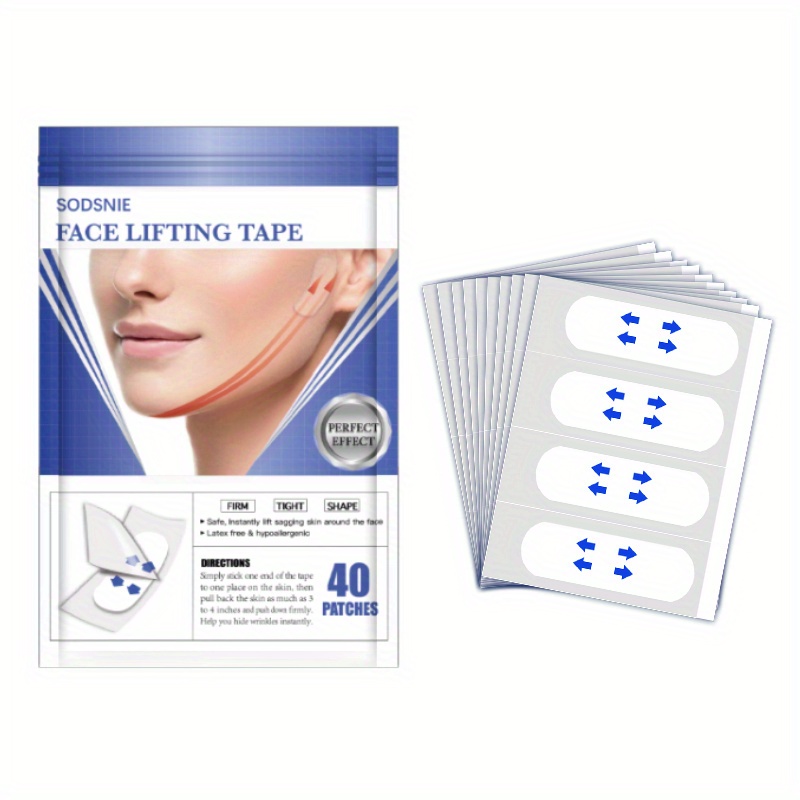 Skin Safe Tapeinvisible V Face Lift Tape 40pcs - Waterproof, Breathable  Skin Safe