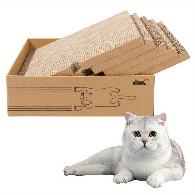 PatiencET 4 Pack Cat Scratch Pad with Box, Cardboard Cat Scratcher