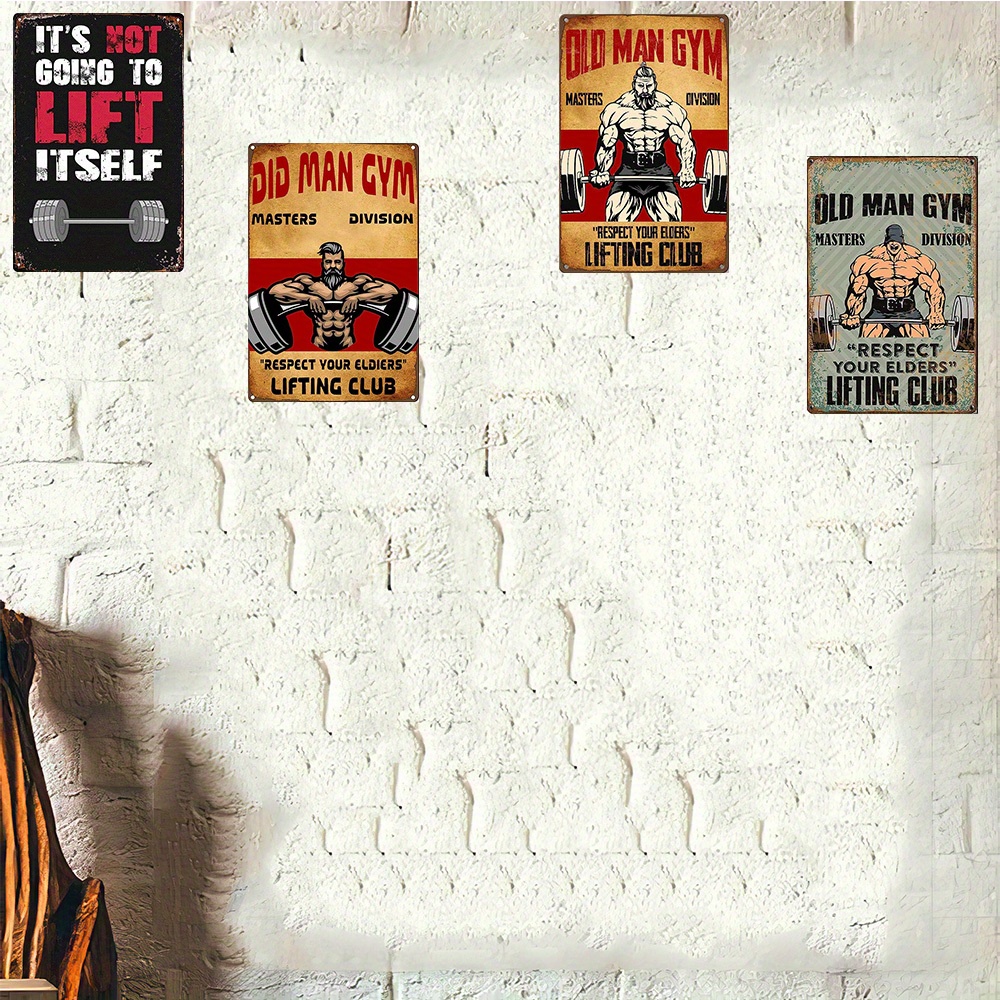 Old Man Gym Aluminium Sign Weightlifting Signs Home Gym Man Temu