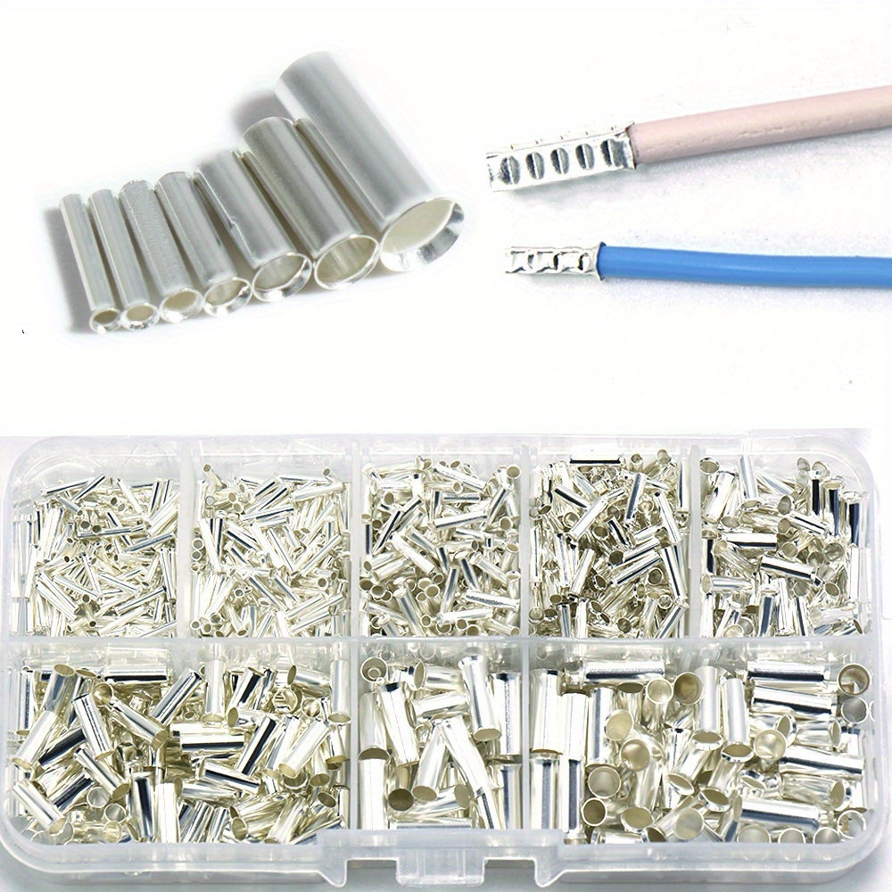 Image of 1100pcs En Insulated Electrical Crimp Cord Wire Tube Naked Butt Wiring Connector Copper Ferrules Cable Terminals