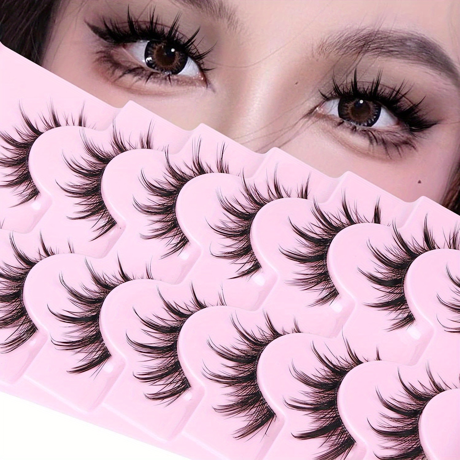 Manga Lashes, Spiky Korean Anime False Eyelashes Natural Look, Japanese  Wispy Strip 3D Fluffy Lashes, that Look Like Individual Clusters Lashes,  Asian