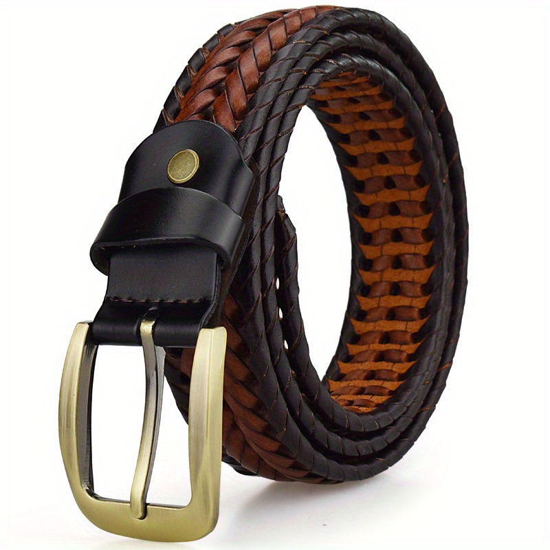 1pc Symmetrical Buckle Braided Belt Fashion Classic Casual Business Belt  For Men Ideal Choice For Gifts, Shop Now For Limited-time Deals