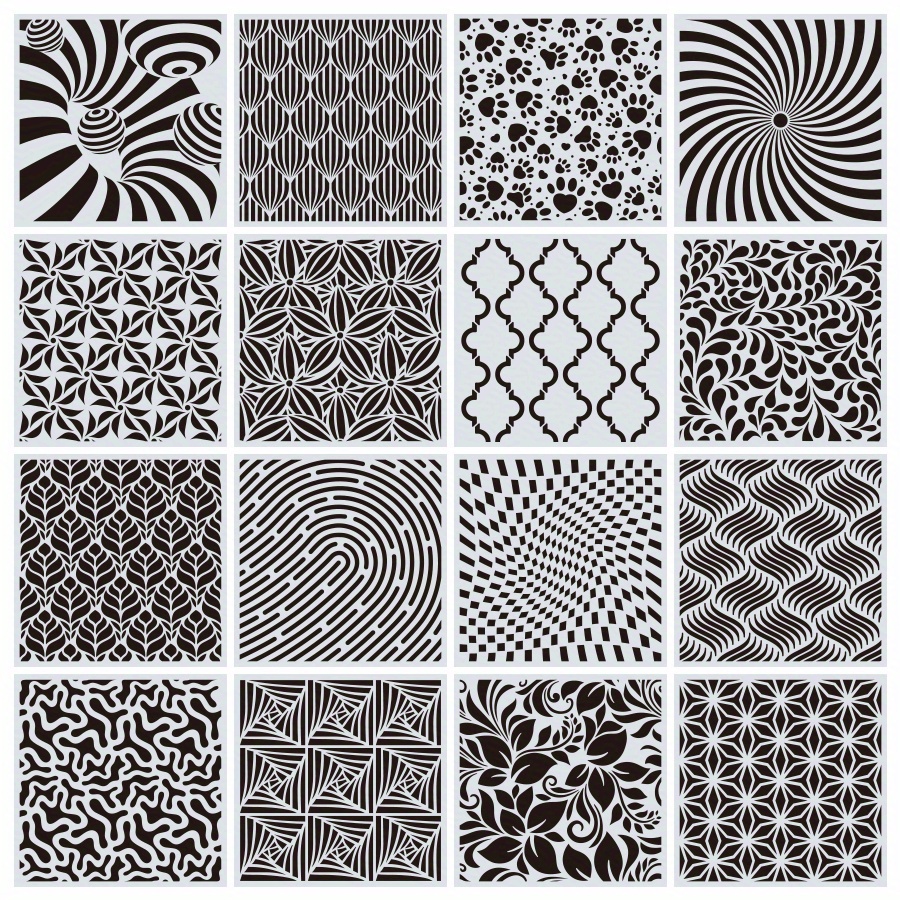 16Pcs Geometric Stencils Plastic Painting Stencils DIY Art Crafts Drawing  Template Geometric Reusable Drawing Stencil Templates for Painting on Wall