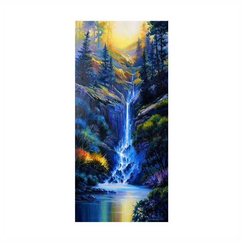 Mountain Waterfall Diamond Painting Kit 5d Diamond Art Set - Temu Italy