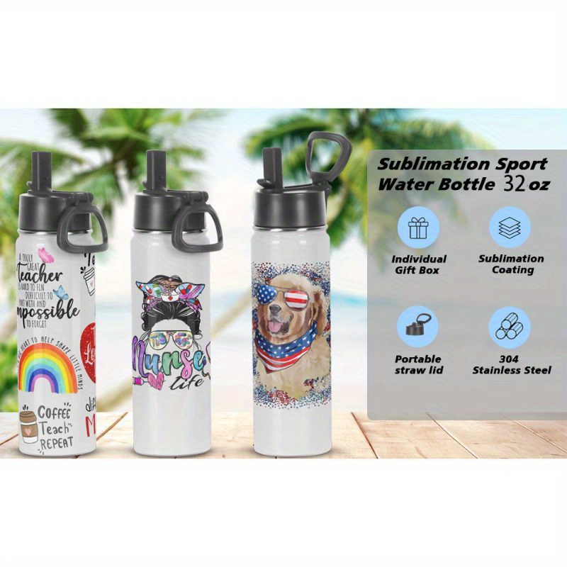 Sublimation Stainless-steel 18, 20 and 32oz Insulated Water Bottles With  Straw Sublimation Blanks Kids Sports Water Bottle 
