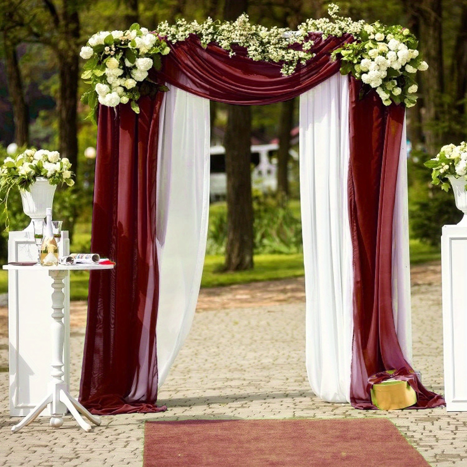 Wedding Arch Draping Fabric Burgundy x Chiffon Drapes For - Temu