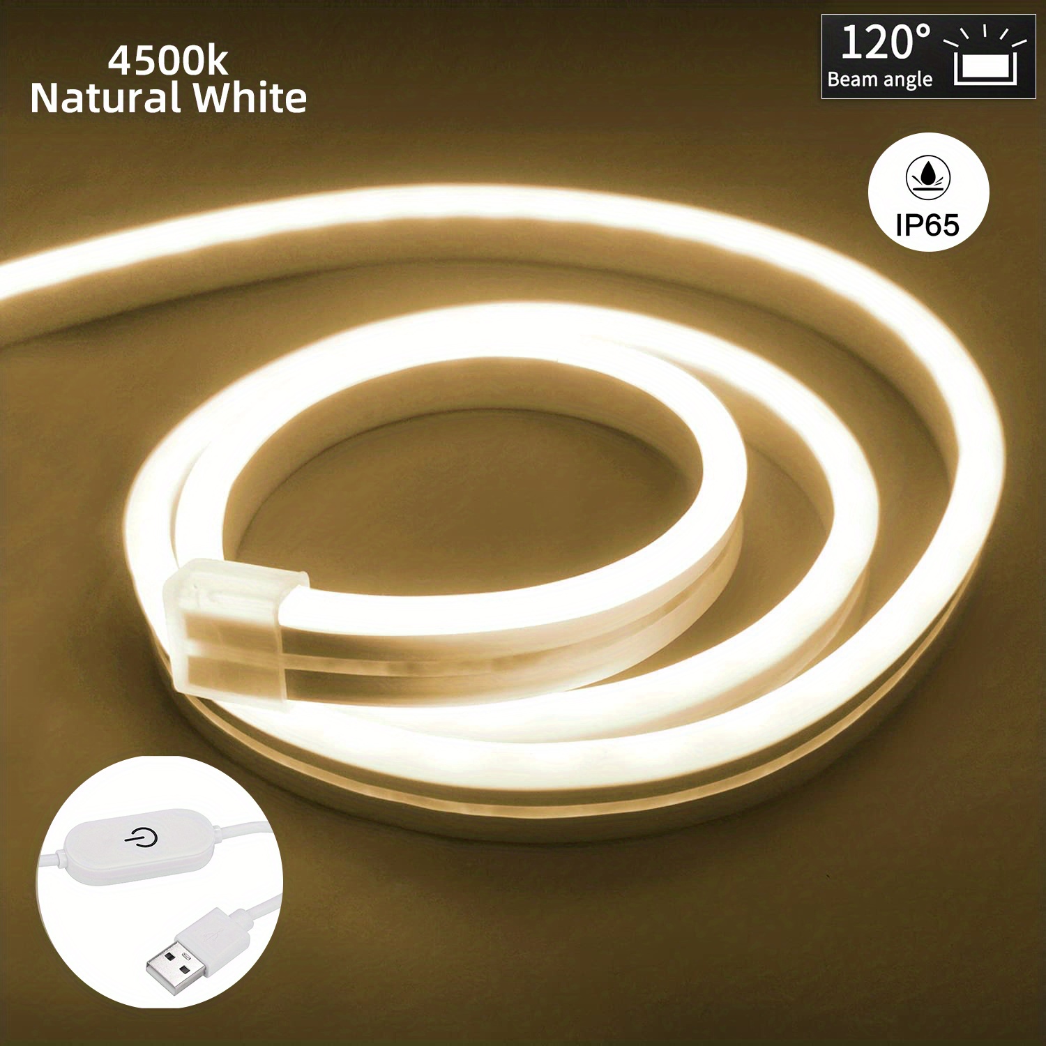 Luz Neón Usb 5 V Tira Luces Led Blancas Impermeable Flexible - Temu