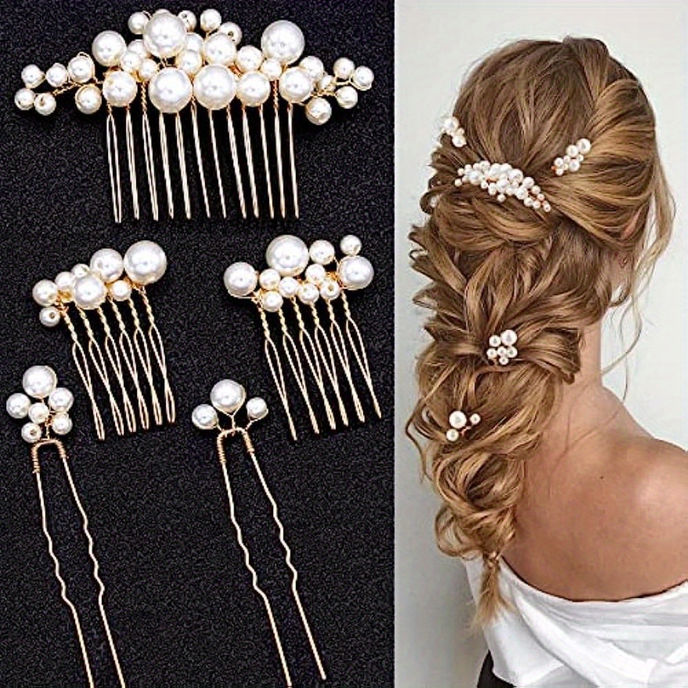 Wedding Faux Pearl Hair Pins Bridal Hair Pearls U shaped - Temu