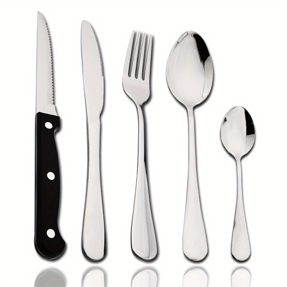 Matte Black Silverware Set, APEO 20 Piece Flatware Set, Stainless Steel  Cutlery Set, Service for 4, Square Handle, Tableware Set include Knife Fork