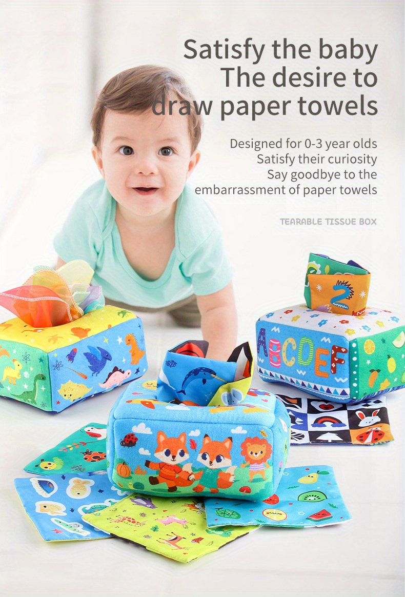 plush baby tissue box baby simulation learning toy finger exercising toy childrens toys details 1