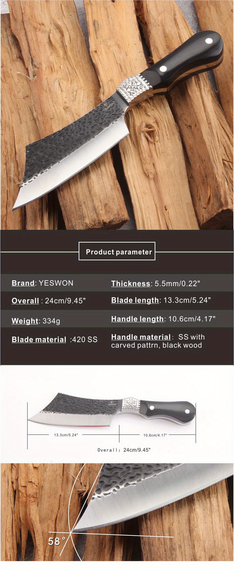 Outdoor Heavy Duty Fixed Blade Knife Comping Knife Leather Temu
