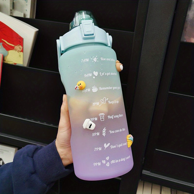 2L Large Capacity Water Bottle With Bounce Cover Time Scale