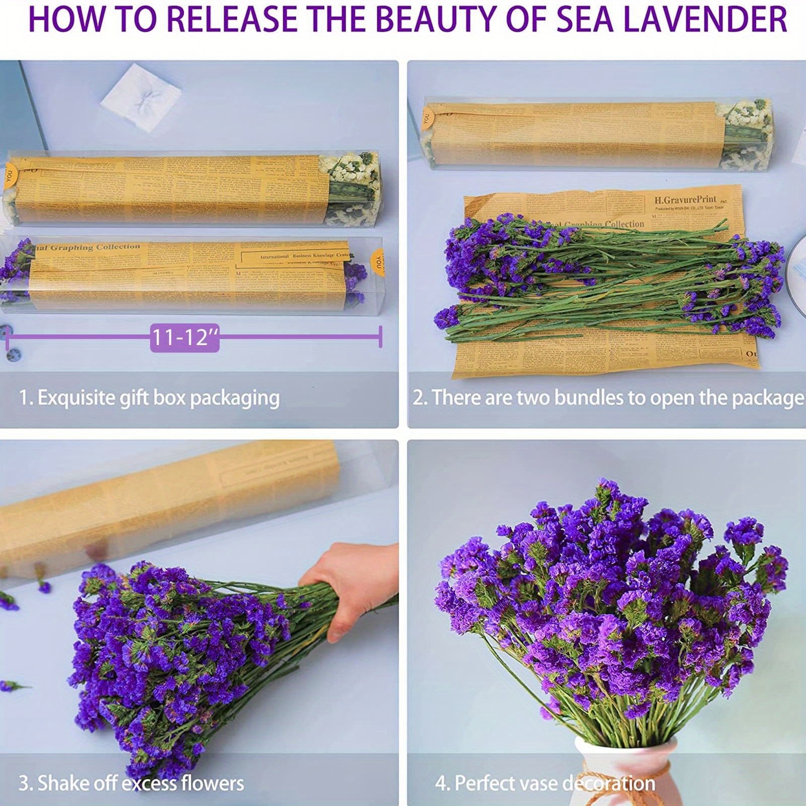 Dried Flowers Sea Lavender Bouquet Real Statice - Temu