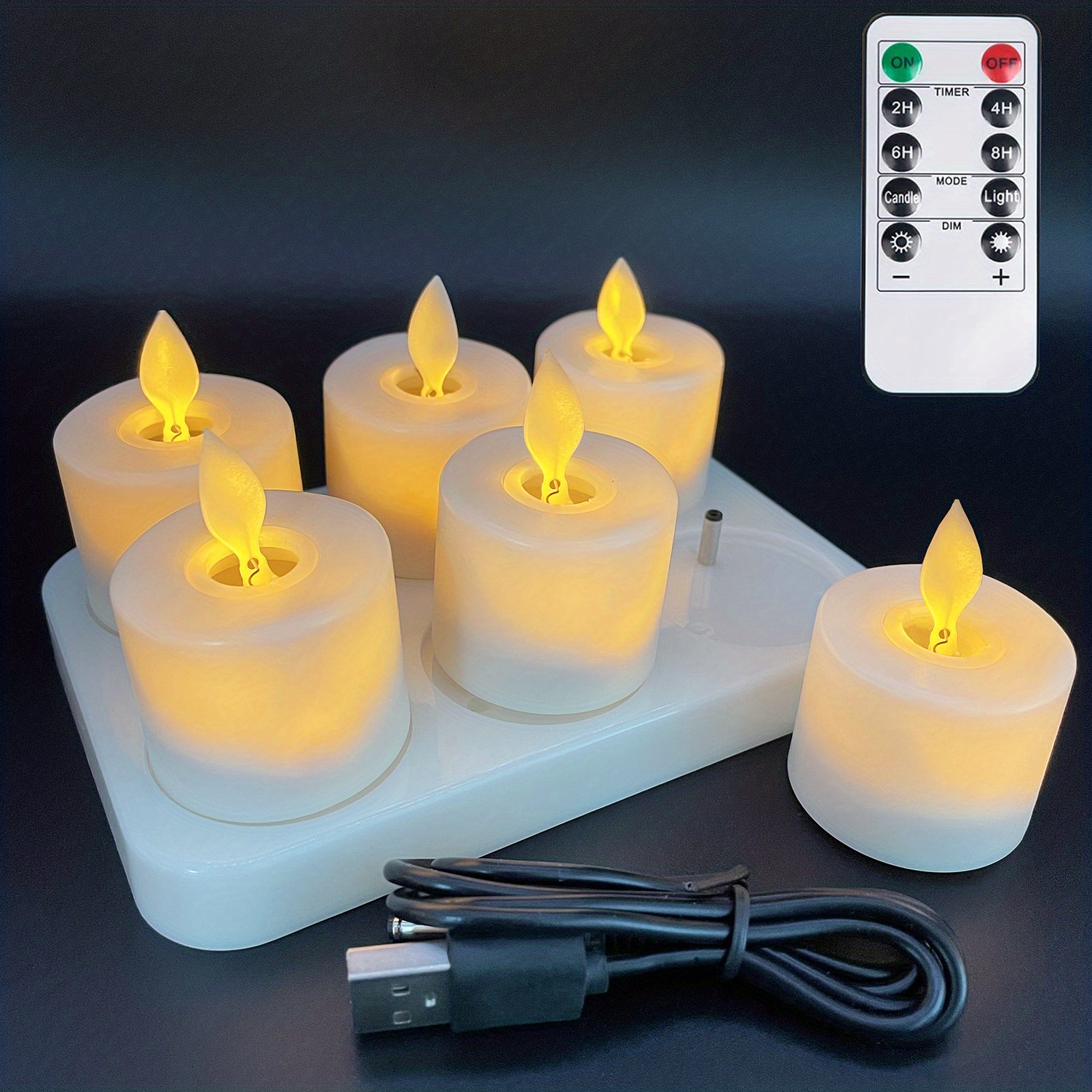 2 pièces Bougies LED sans flamme avec batterie rechargeable USB, batterie  électronique bougie alimentée par batterie pour anniversaire de mariage