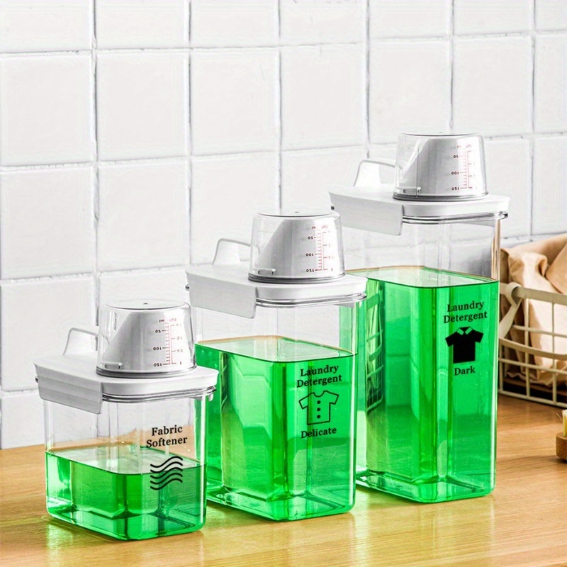 Storage Bottles Laundry Detergent Dispenser With Measuring Cup Lid Large  Capacity Leak Proof For Fabric Softener