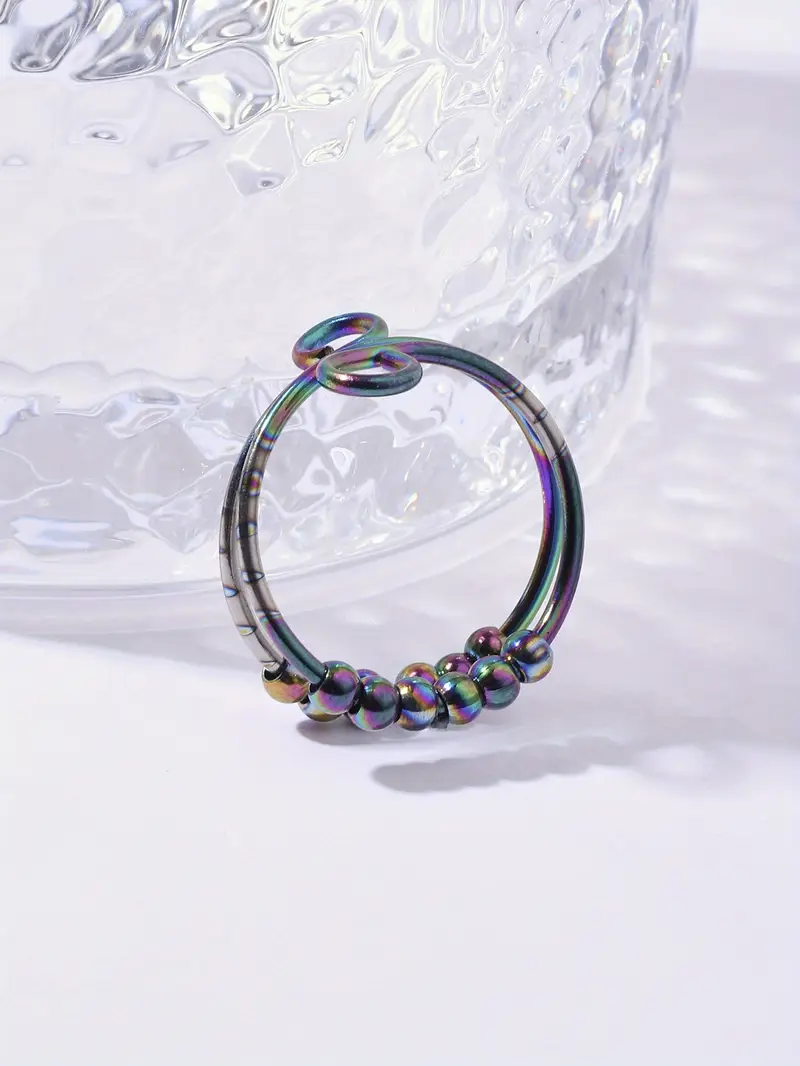 1pc adjustable stainless steel infinity anxiety relief ring with colorful beads creative fidget spinner ring gift for women and girls Product details 0