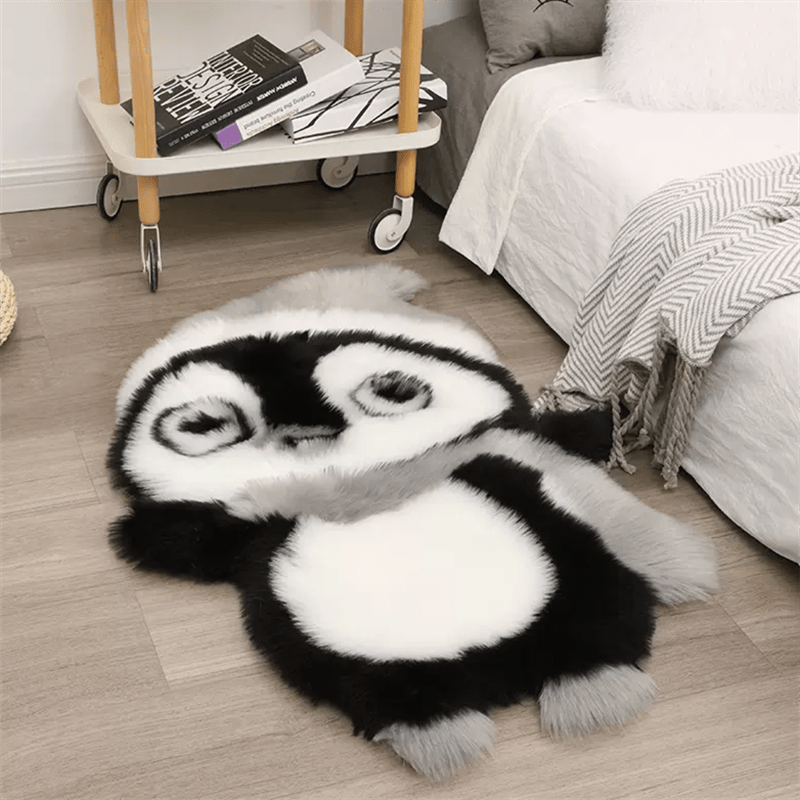 1pc cute fluffy 2x3 penguin rugs for bedroom living room super soft shaggy   fur cute rugs machine washable non shedding creative throw rugs for home office home decor room decorative rugs details 2