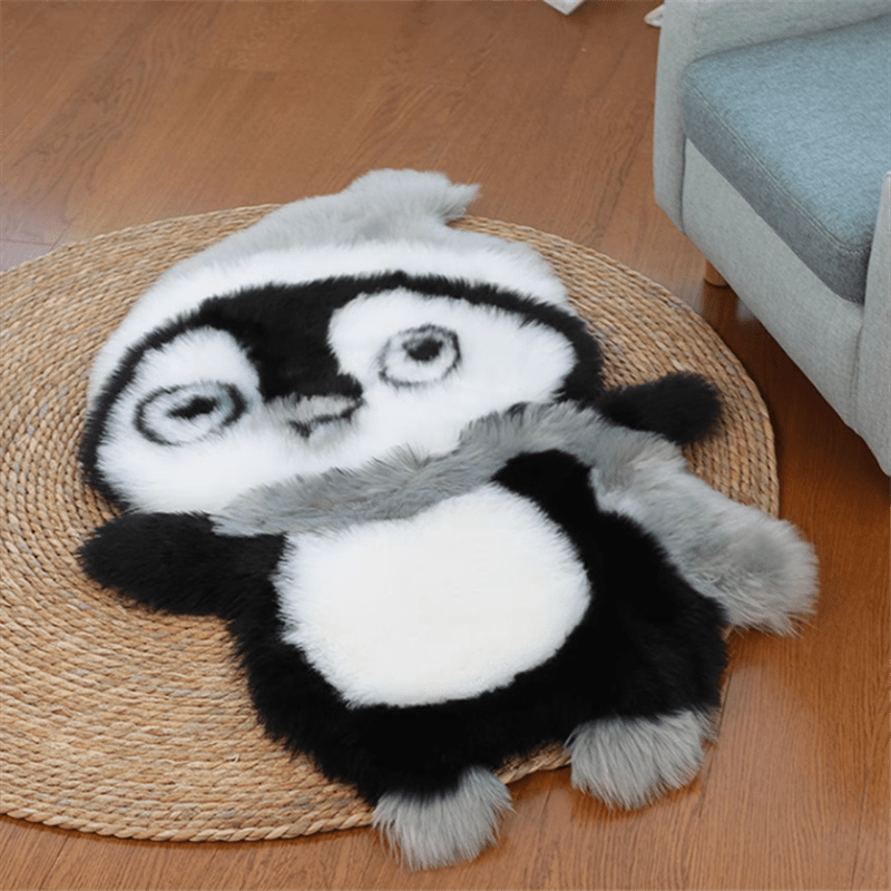 1pc cute fluffy 2x3 penguin rugs for bedroom living room super soft shaggy   fur cute rugs machine washable non shedding creative throw rugs for home office home decor room decorative rugs details 0