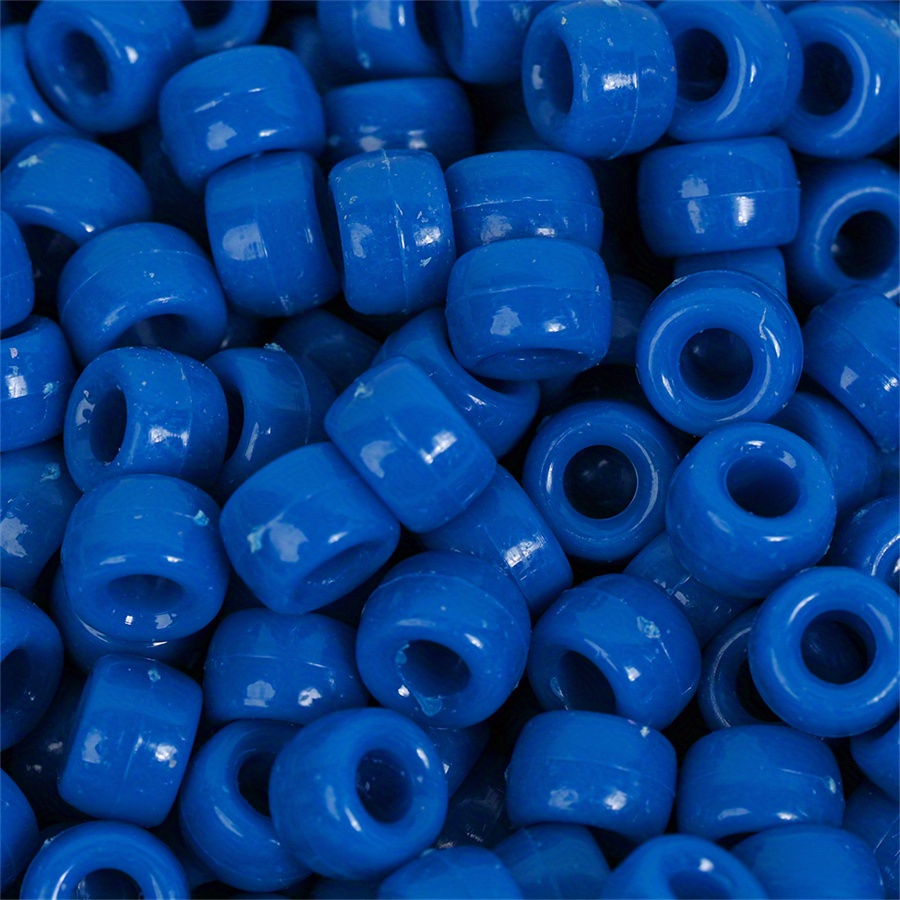 Dark Sapphire Blue Glitter Plastic Pony Beads 6 x 9mm, 500 beads