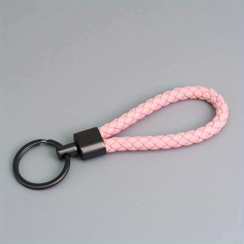 Woven Pu Leather Rope Car Key Ring Men Zinc Alloy Buckle Key Ring