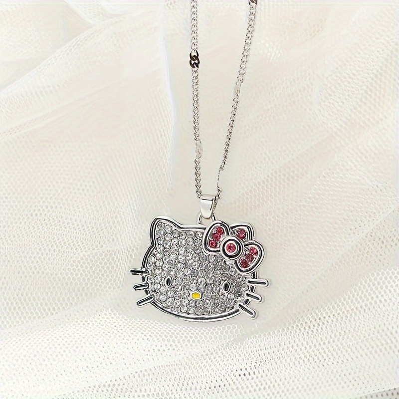 Sanrio Necklace Kawaii Cinnamoroll Anime Cartoon Necklace Cute Cinnamoroll  Metal Enamel Pendant Neck Chain Party Jewelry Gift