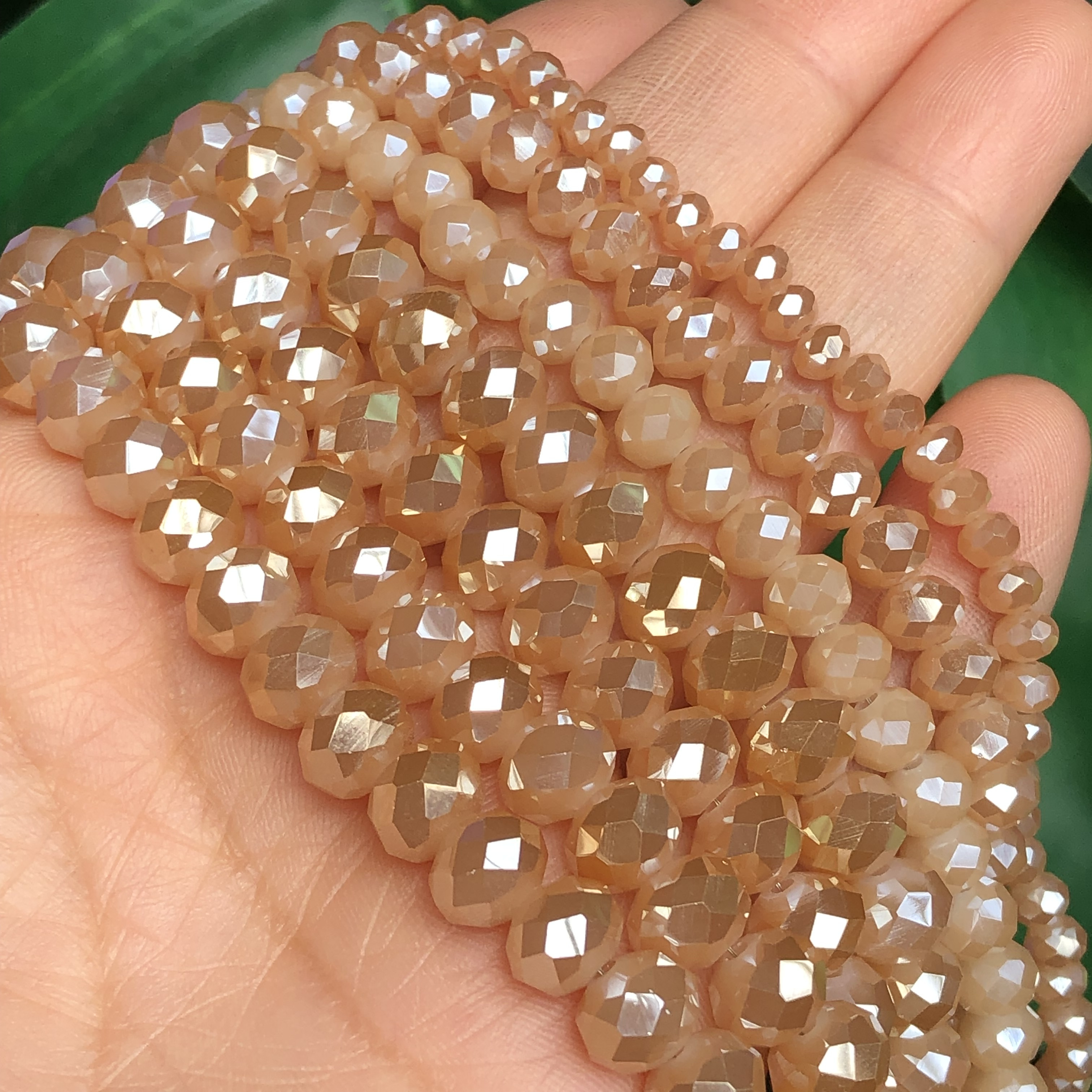 Champagne Brown Rondelle Faceted Glass Beads 3mm