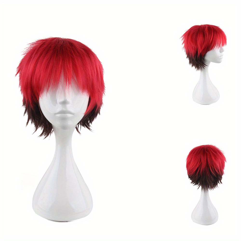 Long Fluffy Anime Pixie Haircut (Black to Red)