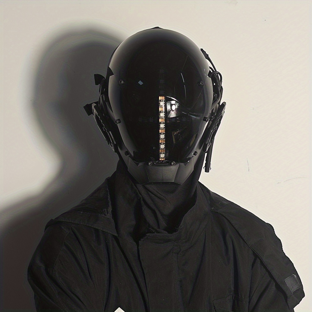  Appleya Cyb𝐞rpunk Mask Men's Technopunk Mask Helmet Cosplay,  Halloween Cosplay Fits Party Music Festival Accessories, Bar Club Mask  Knight Props (Color : Lighting rhythm models, Size : 25 * 16cm) 