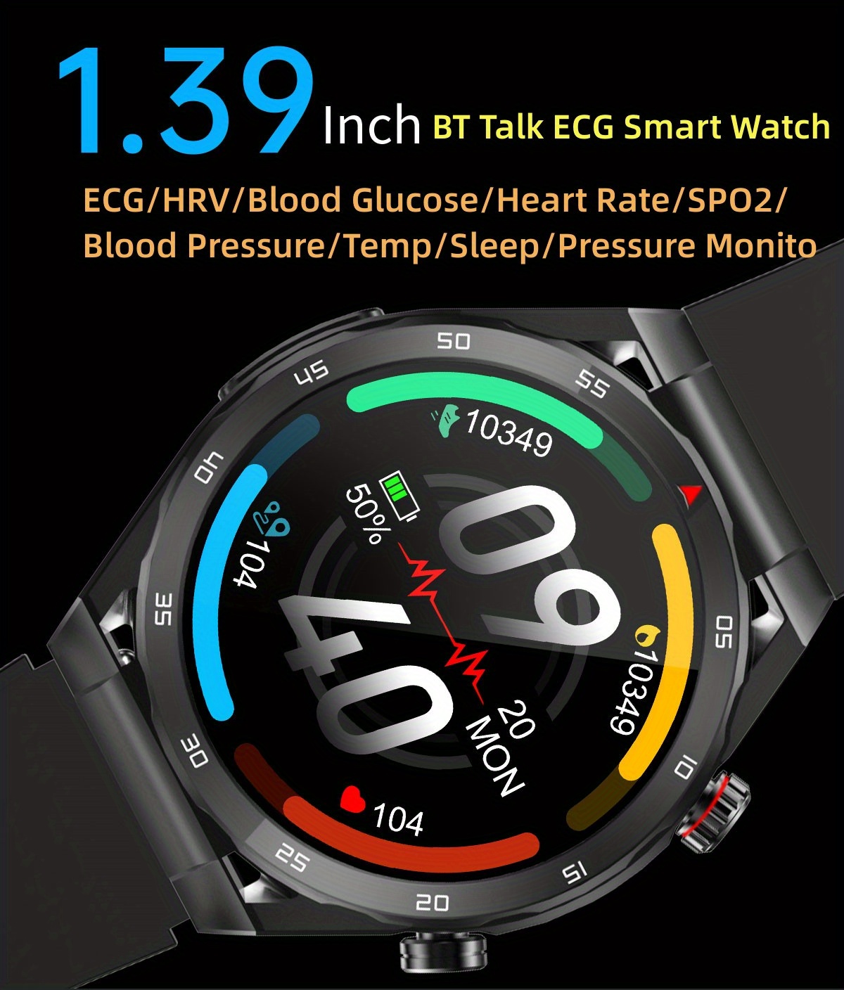 1pc ECG Smart Watch With HRV / Blood Glucose/ Heart Rate/ SPO2/ Blood – Par  Masters