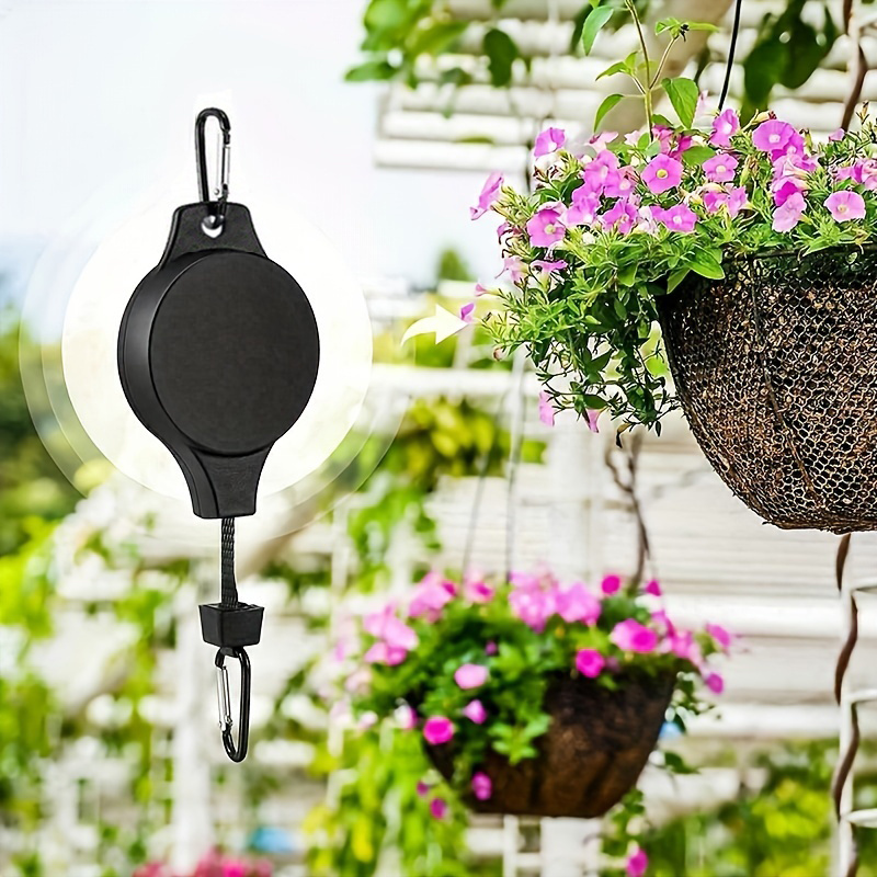 1 2 3 4pcs Plant Hook Pulley Retractable Plant Hanger Easy Reach Hanging  Flower Basket For Garden Baskets Pots And Birds Feeder Hang High Up And Pull  Down To Water Or Feed 