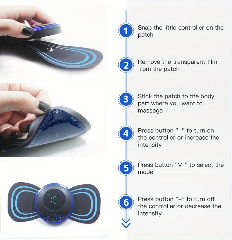 Mini parche eléctrico para masaje cervical masajeador de espalda y cuello 8  modo