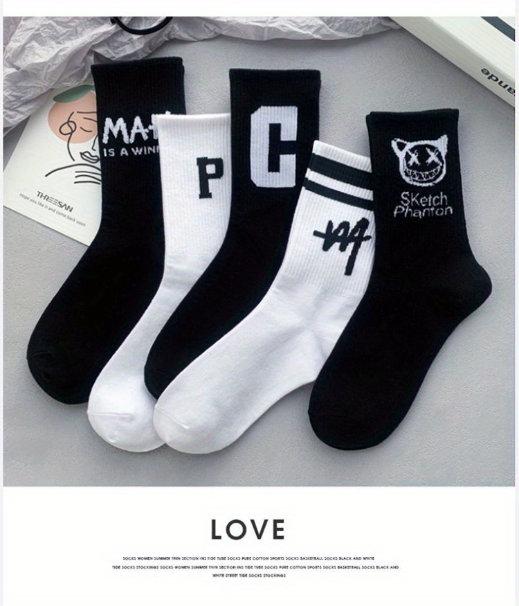 5pairs men's sport socks street fashion skateboard basketball sock